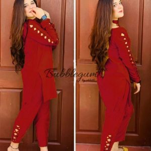 2 Piecs Suit In Cut Work Sleeves