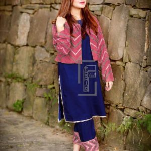 Embroidered Coat With Inner & Trouser