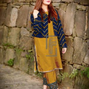 Embroidered Coat With Inner & Trouser
