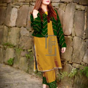 Embroidered Coat With Inner & Trouser