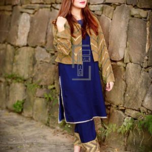 Embroidered Coat With Inner & Trouser