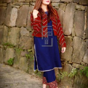 Embroidered Coat With Inner & Trouser