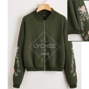 Embroidered Floral Bomber
