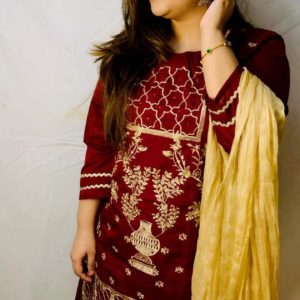 Eshal Embroidered 3 Piecs Shirt Trouser & Duppata