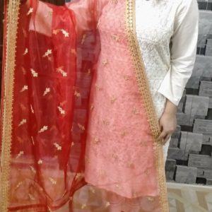 Heavy Embroidered Suit With Fancy Dupatta