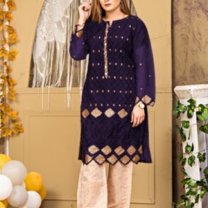 Organza Embroidered Shirt & Trouser 2 Piecs Suit