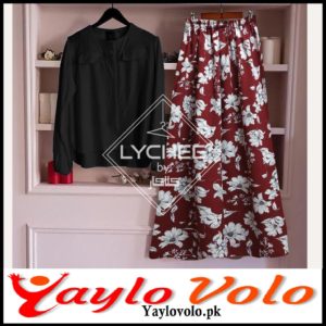 Floral Skirt With Plain Shirt